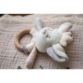 Игрушка-погремушка с деревянным прорезывателем Elfiki Эльфик Айли, розовый (ІГ-0111) - Pampik - 3