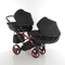 Універсальна коляска для двійні 2 в 1 Junama Diamond Individual Duo Slim 01, чорний на червоній рамі (JD-IN-DUOs-01) - Pampik - 3