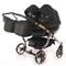 Універсальна коляска для двійні 2 в 1 Junama Diamond Individual Duo 03, чорний на бронзовій рамі (JD-IN-DUO-03) - Pampik
