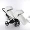 Універсальна коляска для двійні 2 в 1 Junama Mirror Satin Duo Slim 04, білий з сріблястим (J-MS-DUOs-04) - Pampik - 4