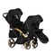 Універсальна коляска для двійні 2 в 1 Junama Mirror Satin Duo Slim 03, чорний з золотим (J-MS-DUOs-03) - Pampik - 2