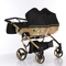Універсальна коляска для двійні 2 в 1 Junama Mirror Satin Duo 02, чорний з бронзовим (J-MS-DUO-02) - Pampik - 2