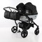 Універсальна коляска для двійні 2 в 1 Junama Mirror Satin Duo 01, чорний з сріблястим (J-MS-DUO-01) - Pampik - 3