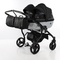 Універсальна коляска для двійні 2 в 1 Junama Mirror Satin Duo 01, чорний з сріблястим (J-MS-DUO-01) - Pampik - 2
