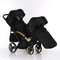 Універсальна коляска для двійні 2 в 1 Junama Mirror Satin Duo Slim 03, чорний з золотим (J-MS-DUOs-03) - Pampik - 4