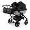 Універсальна коляска для двійні 2 в 1 Junama Mirror Satin Duo 01, чорний з сріблястим (J-MS-DUO-01) - Pampik