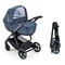 Універсальна коляска 2 в 1 Cam Techno Milano, рама чорний карбон, синій зі смужкою (805T/V98/978/552K) - Pampik