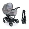 Универсальная коляска 2 в 1 Cam Techno Milano, рама черный карбон, серый с полоской (805T/V98/978/553K) - Pampik