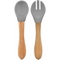 Ложка и вилка MinikOiOi Dig In Powder Grey, силиконовые (101060057) - Pampik