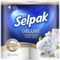 Трехслойная туалетная бумага Selpak Deluxe Cotton Enriched, 4 рулона, белый - Pampik