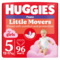 Набір підгузків-трусиків для дівчаток Huggies Little Movers Pants 5 (12-17 кг) Mega, 96 шт. (2 уп. по 48 шт.) - Pampik