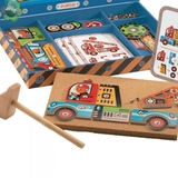Дерев'яна гра-аплікація з молоточком Djeco Транспорт - Pampik - 2
