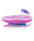Тарілка Nuby з підігрівом на присосці + ложка, рожевий (5342pnk) - Pampik