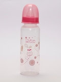 Пляшечка Lindo кругла з силіконовою соскою, 250 мл, рожевий (Li 143) - Pampik