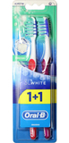 Зубна щітка Oral-B 3D White Свіжість, середня, червоний з фіолетовим, 2 шт. - Pampik
