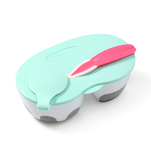 Тарелка двухсекционная BabyOno, с ложкой, мятный (1067) - Pampik