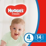 Підгузки на липучках Huggies Classic 4 (7-18 кг), 14 шт. - Pampik