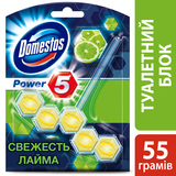 Туалетний блок для унітазу Domestos Power 5 Свіжість лайму, 55 г - Pampik