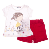 Комплект Bonne Baby I Love Kitty, бавовна, р.68, молочний з червоним (372279) - Pampik