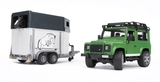 Джип Bruder Land Rover Defender, с прицепом для перевозки лошадей (02592) - Pampik