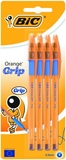 Ручки шариковые BIC Orange Grip, синий, 4 шт. (811928) - Pampik