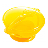 Тарілка на присосці з кришкою і ложкою Baby Team, жовтий - Pampik