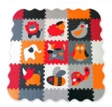 Ігровий килимок-пазл Baby Great Веселий зоопарк, з бортиком, сірий з білим, 122х122 см (GB-M129A4E) - Pampik