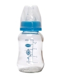 Пляшка для годування Lindo, скляна, вигнута, 125 мл, блакитний (Рk 0980 гол) - Pampik