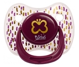 Пустушка силіконова Lindo, кругла, з ковпачком, 6-12 міс., бордовий (Lі401/6-12 ф) - Pampik