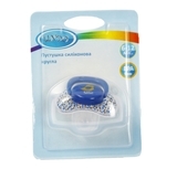 Пустушка силіконова Lindo, кругла, з ковпачком, 6-12 міс., синій (Lі401/6-12 с) - Pampik - 3