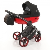 Універсальна коляска 2 в 1 Junama Diamond S-line 01, чорний з червоним (JD-SL-01) - Pampik - 2