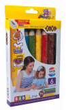 Олівці кольорові 3 в 1 ZiBi Super Jumbo Baby Line, з підстругачкою, 6 шт. (ZB.2453) - Pampik
