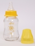 Скляна пляшка для годування Lindo, 125 мл, 0+, жовтий (Pk 0980 жел) - Pampik - 2