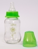 Скляна пляшка для годування Lindo, 125 мл, 0+, зелений (Pk 0980 зел) - Pampik - 2