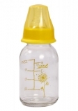 Скляна пляшка для годування Lindo, 125 мл, 0+, жовтий (Pk 0980 жел) - Pampik