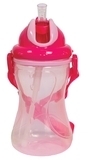 Поильник-непроливайка Lindo Premium, с силиконовой соломинкой и ремешком, 9+ мес., 420 мл, малиновый (А 41 роз) - Pampik - 2