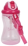 Поильник-непроливайка Lindo Premium, с силиконовой соломинкой и ремешком, 9+ мес., 420 мл, малиновый (А 41 роз) - Pampik