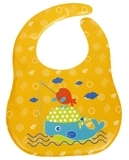 Нагрудник Lindo Кит, з прозорою кишенею, на липучці, помаранчевий (Ф 930 кит) - Pampik