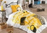 Комплект постельного белья Hobby Poplin Love Music, поплин, 220х160 см, желтый (32528_1,5) - Pampik