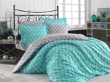 Комплект постельного белья Hobby Poplin Nazende, поплин, 220х160 см, бирюзовый (30418_1,5) - Pampik - 2