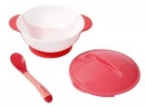 Тарелка на присоске Lindo, с термоложкой, 250 мл, красный (А 50 красный) - Pampik - 2