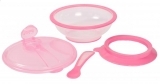 Тарелка на присоске Lindo, с ложкой, 400 мл, розовый (PK 037 рож) - Pampik - 3
