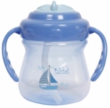 Поїльник-непроливайка Lindo з ручками і силіконовою трубочкою, 6+ міс., 250 мл, блакитний (LI 708 блак) - Pampik