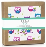 Наматрацник-поверхня Cosas Сови, непромокальний, 120х70 см, білий з фіолетовим - Pampik