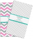 Набор простыней Cosas, бязь, 240х155 см, белый с розовым, 2 шт. - Pampik