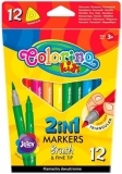 Фломастери Colorino Brush & Fine tip, двосторонні, 12 кольорів (92500PTR) - Pampik