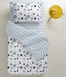 Набір простирадл Cosas, бязь, 240х155 см, білий з блакитним, 2 шт. - Pampik - 4