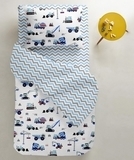 Набір простирадл Cosas, бязь, 240х155 см, сірий з блакитним, 2 шт. - Pampik - 4