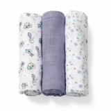 Многоразовая пеленка BabyOno, бамбуковое волокно, 70х70 см, сиреневый с белым, 3 шт. (397/05) - Pampik