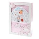 Рушник з капюшоном Interbaby Jungle, 100х100 см, рожевий (8000586) - Pampik